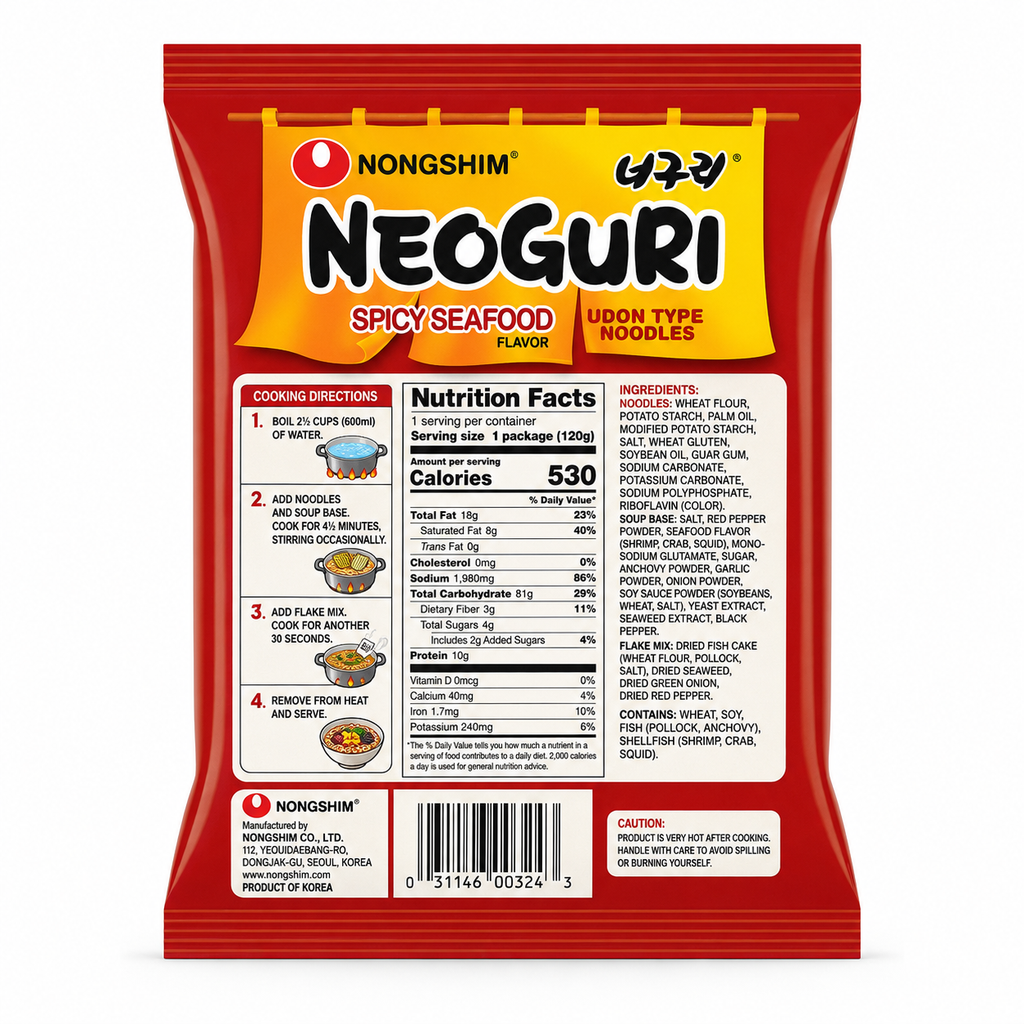 Neoguri · Mariscos · Fideo Grueso Picante