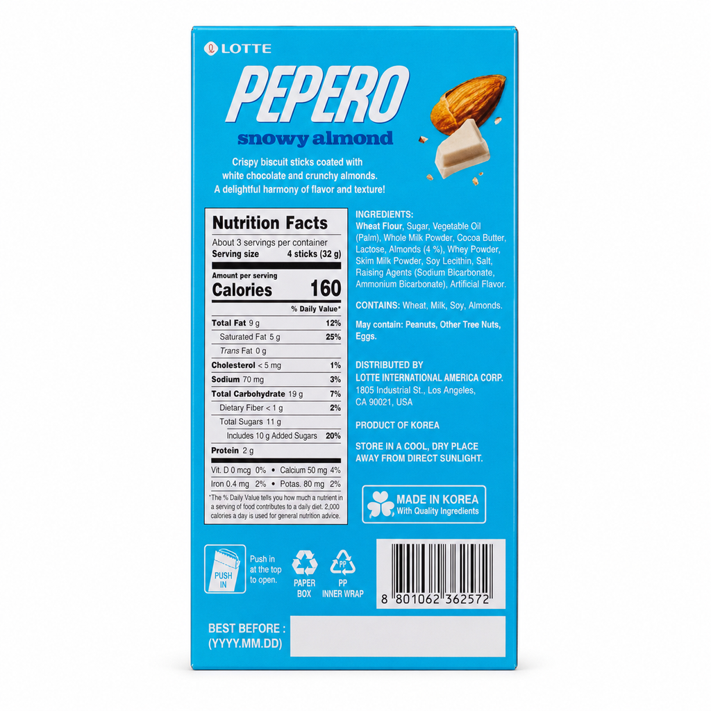Pepero · Almendra · Chocolate Blanco