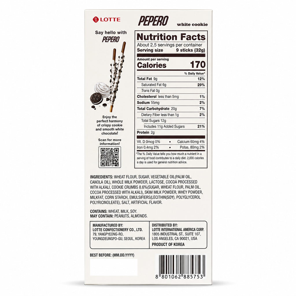 Pepero · Galleta · Chocolate Blanco