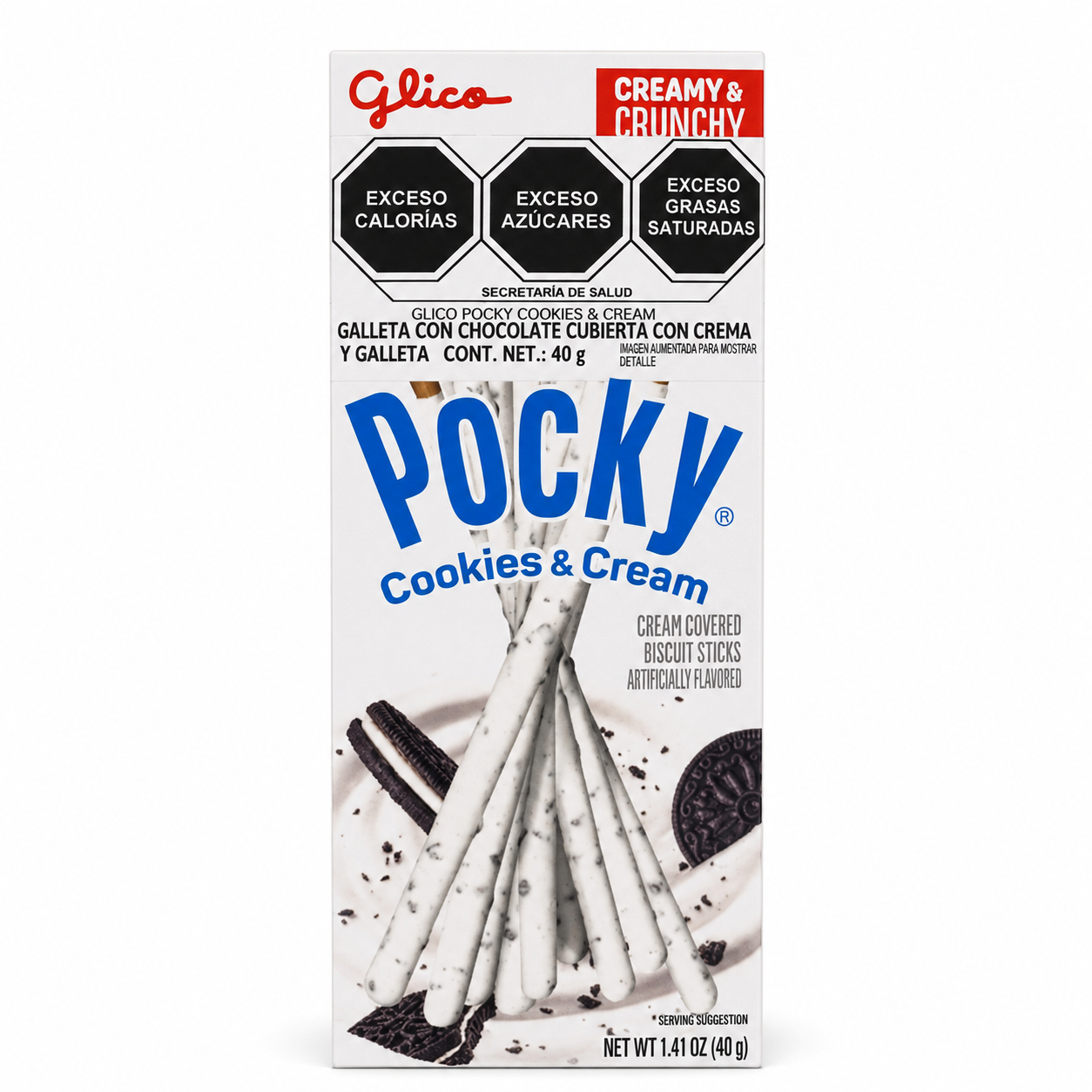 Pocky · Cookies & Cream · Cubierta Cremosa