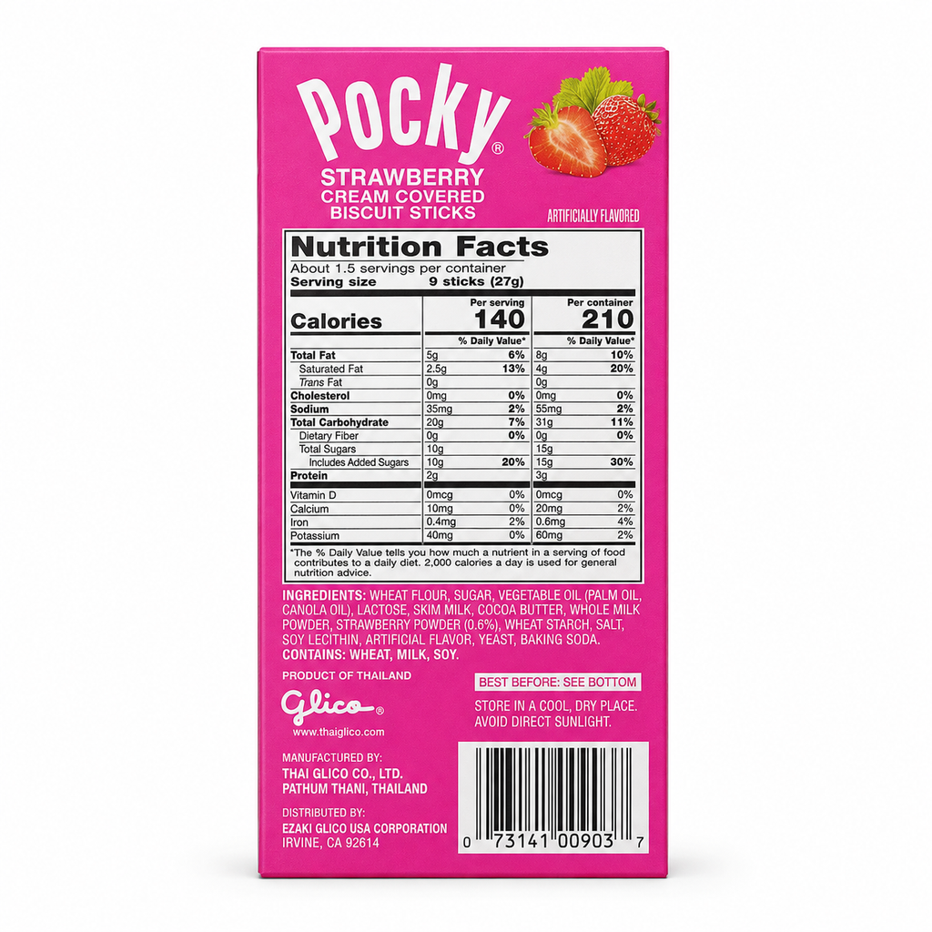 Pocky · Fresa · Cubierta Cremosa