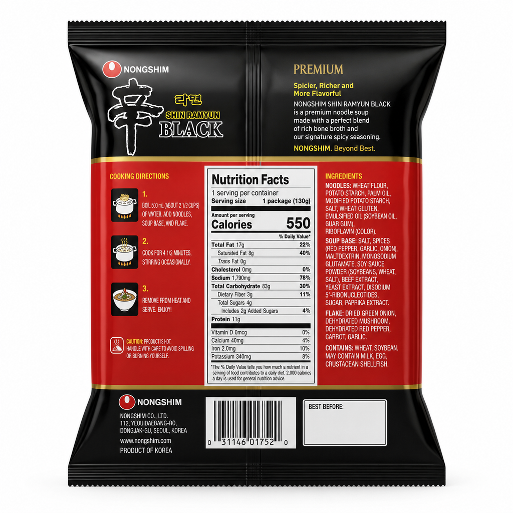 Shin Ramyun Black · Original · Caldo Res Premium